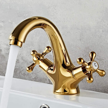 Vintage Badarmatur mit Doppelgriff in Gold
