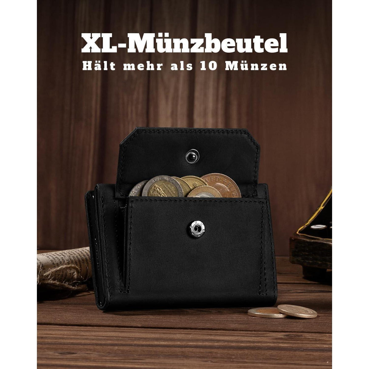 Herren Geldbörse mit Magnetverschluss und XL-Münzfach