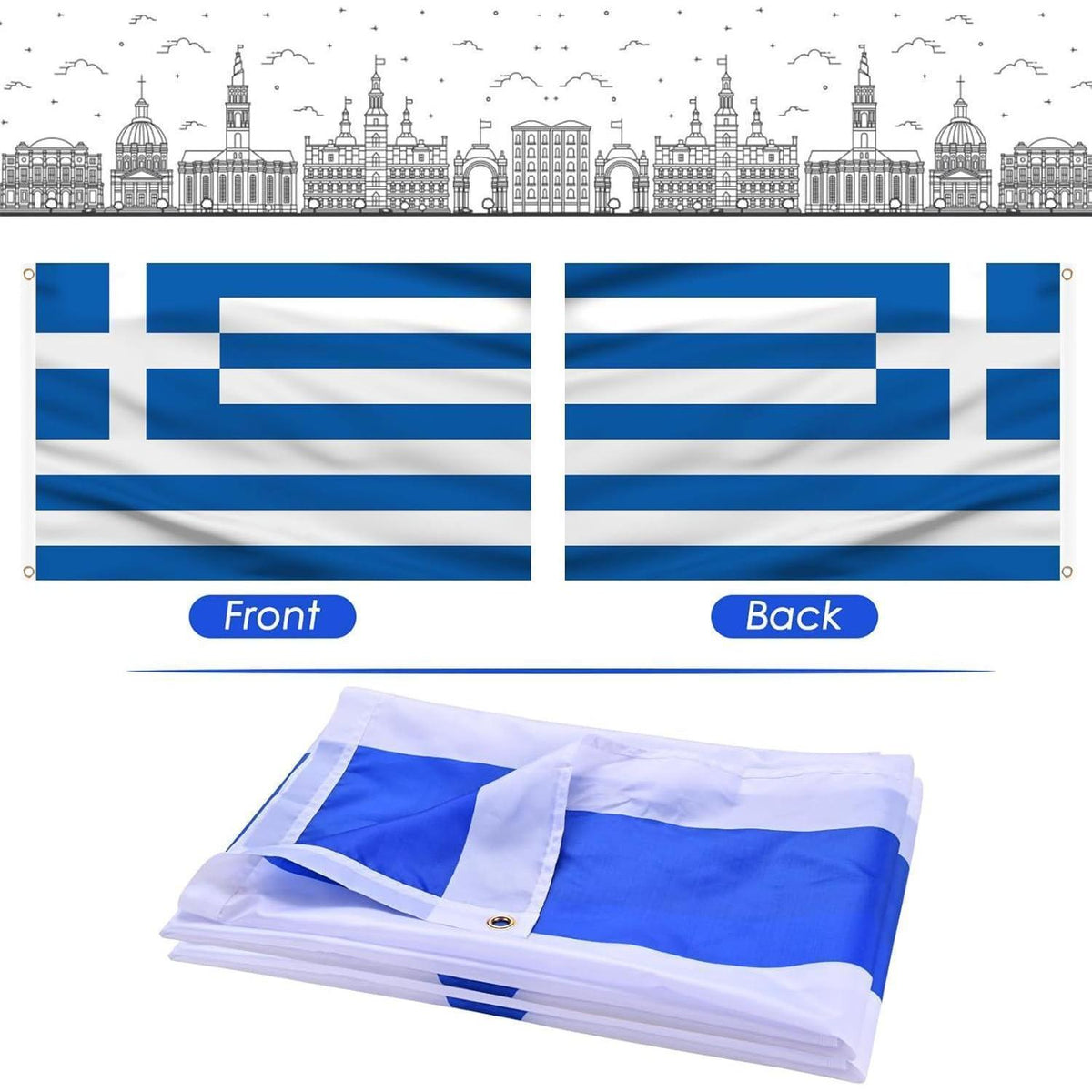 Griechenland Flagge 90x150cm – Griechische Fahne mit Ösen