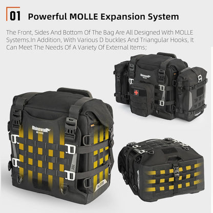 Motorrad-Satteltaschen 35L wasserdicht mit Schnellverschluss und MOLLE