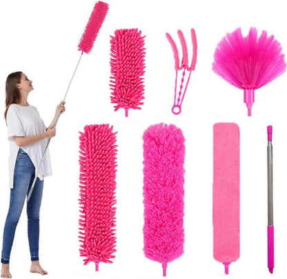 Staubwedel Teleskop Lang Ausziehbar Spinnweben Entferner 7Pcs
