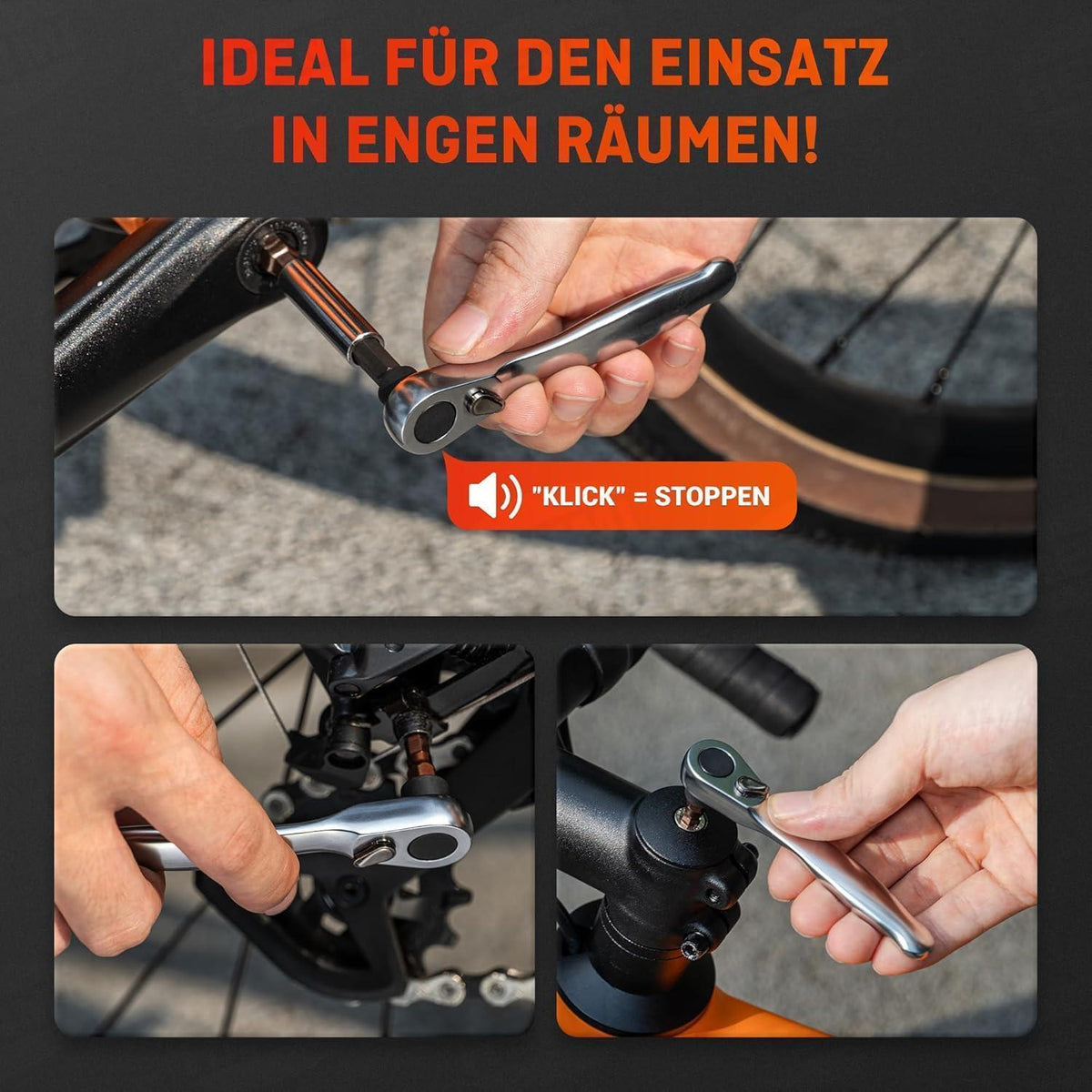 Fahrrad Werkzeugset mit Mini Ratschenschlüssel und 12 Bits