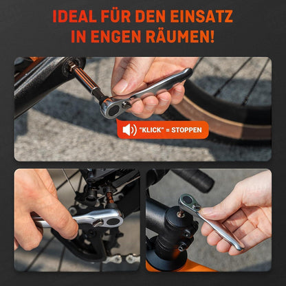 Fahrrad Werkzeugset mit Mini Ratschenschlüssel und 12 Bits
