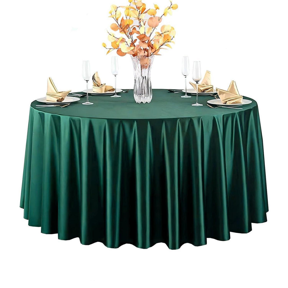 Runde Satin Tischdecke Grün, 340 cm Durchmesser