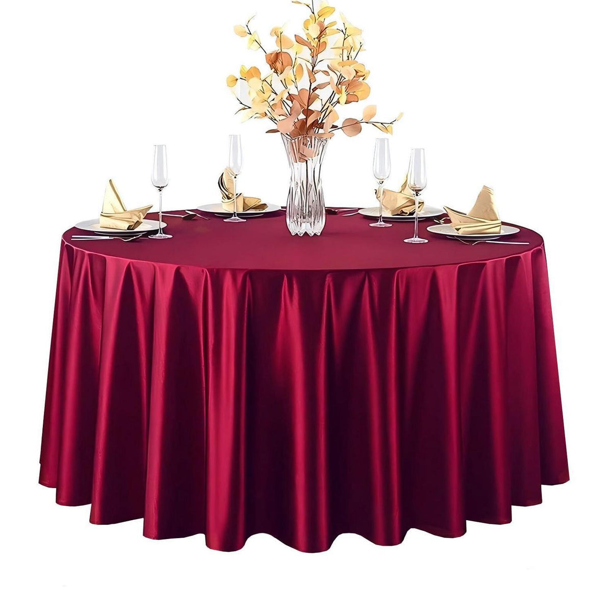 Runde Satin Tischdecke Bordeaux 320 cm – Elegant & Glänzend