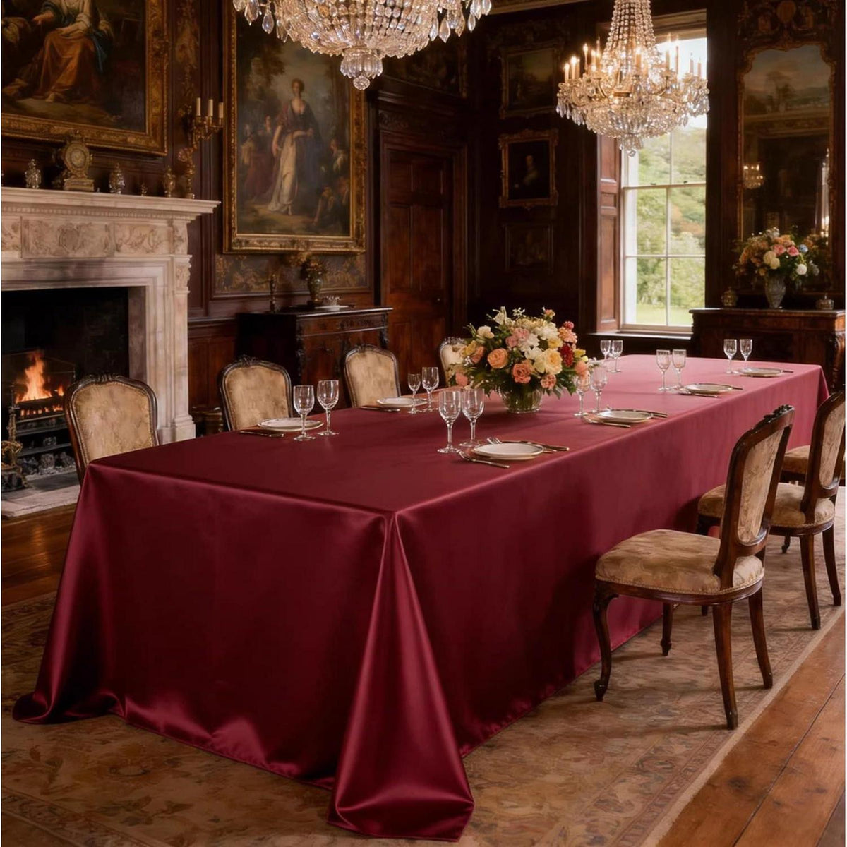 Runde Satin Tischdecke Bordeaux 300 cm – Elegant & Glänzend
