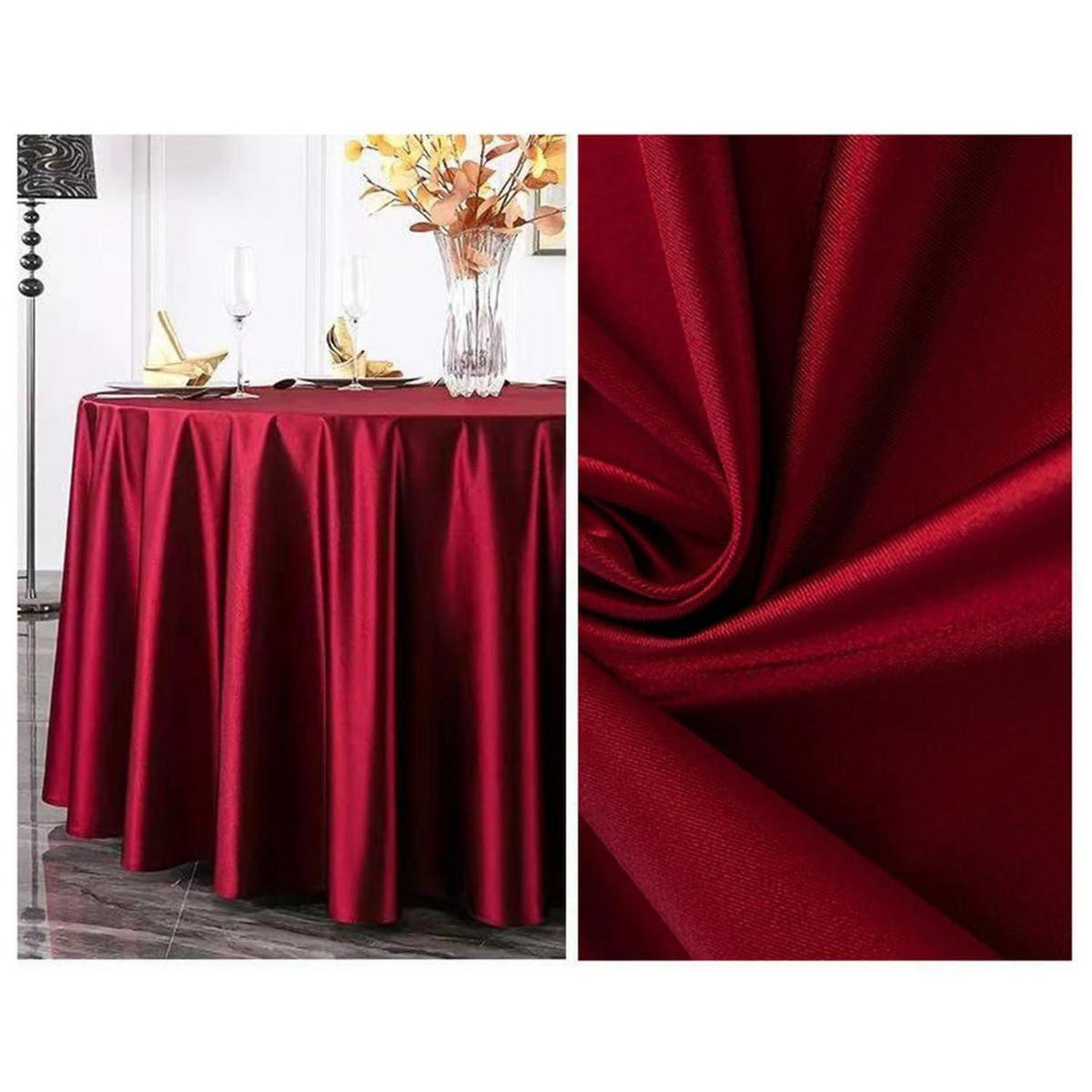 Runde Satin Tischdecke Bordeaux 300 cm – Elegant & Glänzend