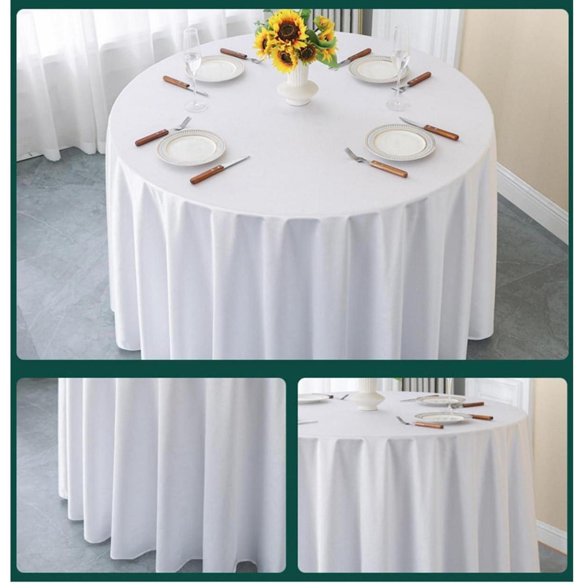 Runde Satin Tischdecke Hellbraun 320 cm – Glänzend & Elegant