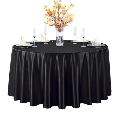 Runde Satin Tischdecke Schwarz 340 cm – Elegant & Glänzend
