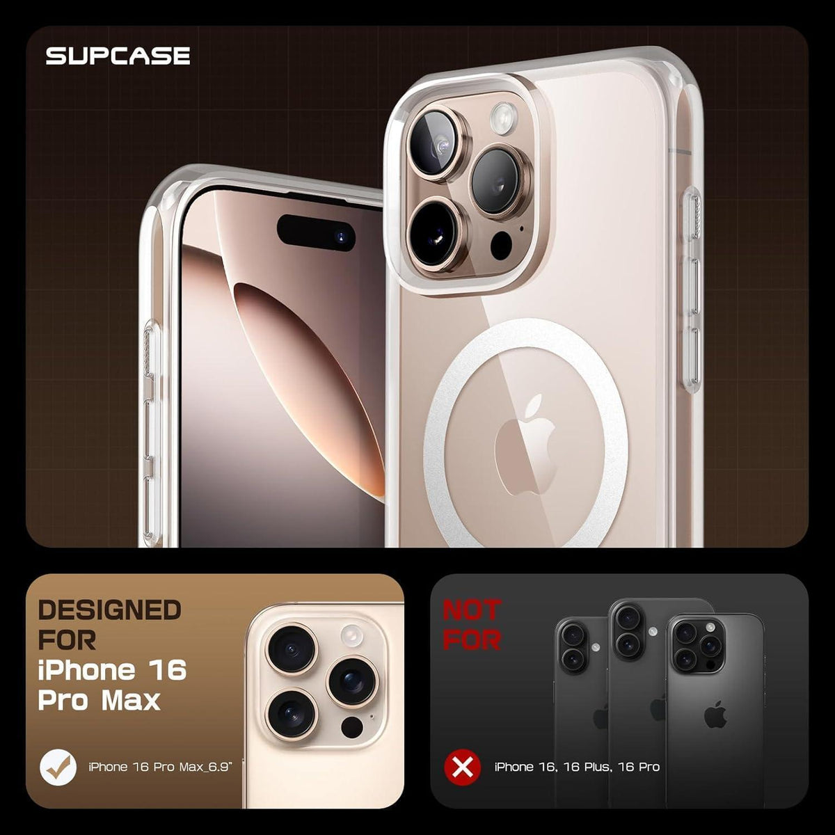 iPhone 16 Pro Max Hülle MagSafe Transparent Militärschutz