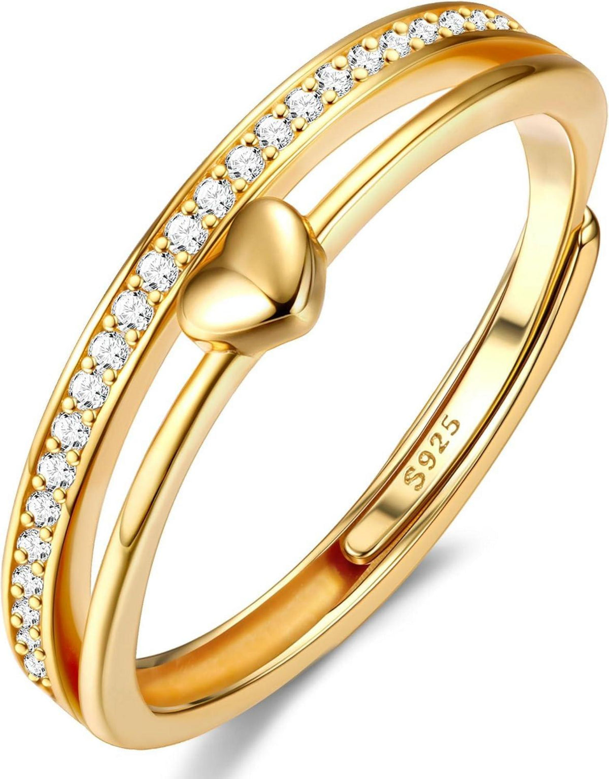 Herzring Silber 925 Verstellbar Damen Stapelbar Roségold Ehering