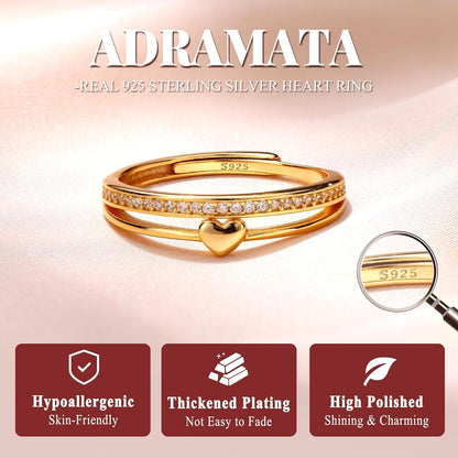 Verstellbarer Herzring Silber 925 Zirkonia Damenring Damen