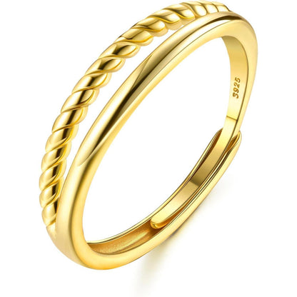 Verstellbarer Bandring 925 Silber, Gold, Roségold – Stapelring für Damen