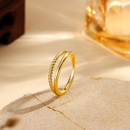 Verstellbarer Bandring 925 Silber, Gold, Roségold – Stapelring für Damen