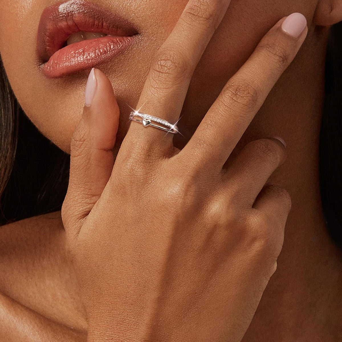 Silber 925 Herzring Damen Verstellbar – Ehering/Verlobungsring