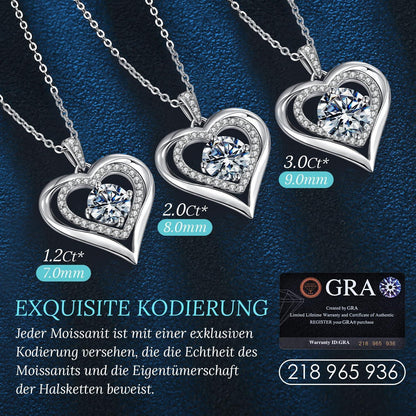 Silber Herz Halskette Damen Moissanite 1.vergoldet