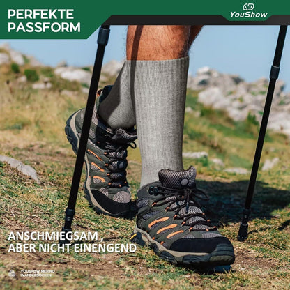 Wandersocken Merino 3er-Pack Grau, Damen & Herren Trekking Socken