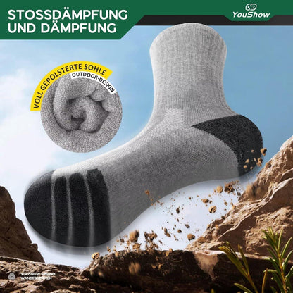 Wandersocken Merino 3er-Pack Grau, Damen & Herren Trekking Socken