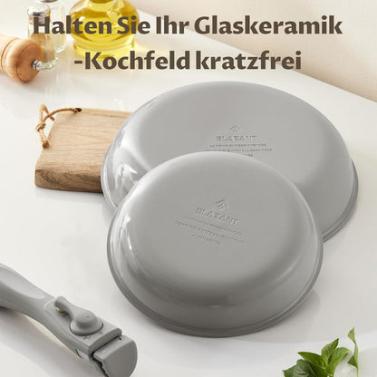 14-teiliges Pfannenset mit abnehmbaren Griffen und