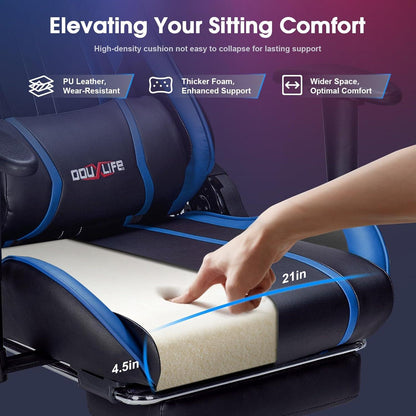 Gaming Stuhl mit 7-Punkt Massage Fußstütze ergonomisch 180KG Bürostuhl