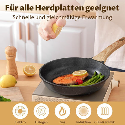 BLAZANT Pfannen-Set Induktion 20 24 28 cm Antihaft Granitpfanne
