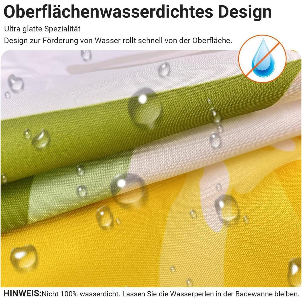 Duschvorhang Zitrone Blatt 120x200cm, wasserabweisend & waschbar