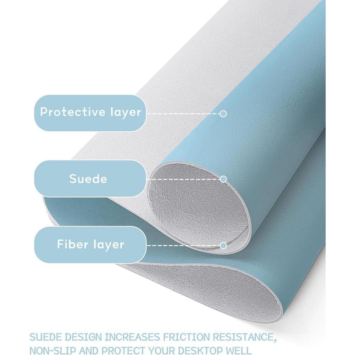 Schreibtischunterlage 80x40cm Eisblau – Tisch-Schutz & Mauspad in Lederoptik