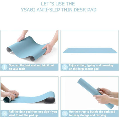 Schreibtischunterlage 80x40cm Eisblau – Tisch-Schutz & Mauspad in Lederoptik