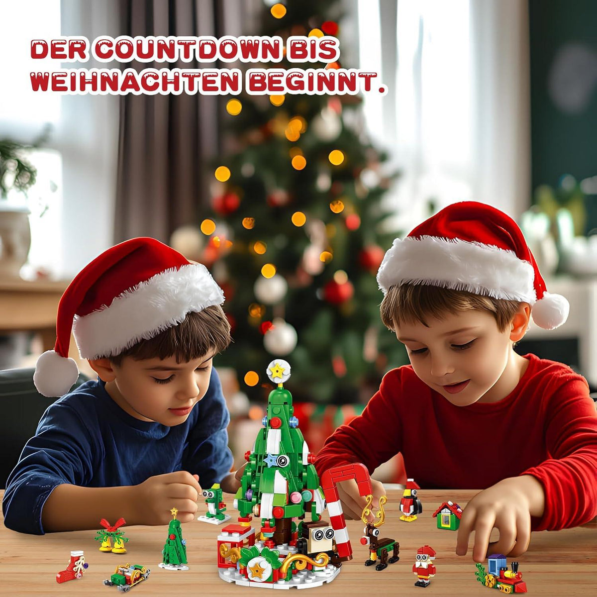 Weihnachts-Adventskalender Bausteine 12-in-1 604 Teile mit Spielzeug
