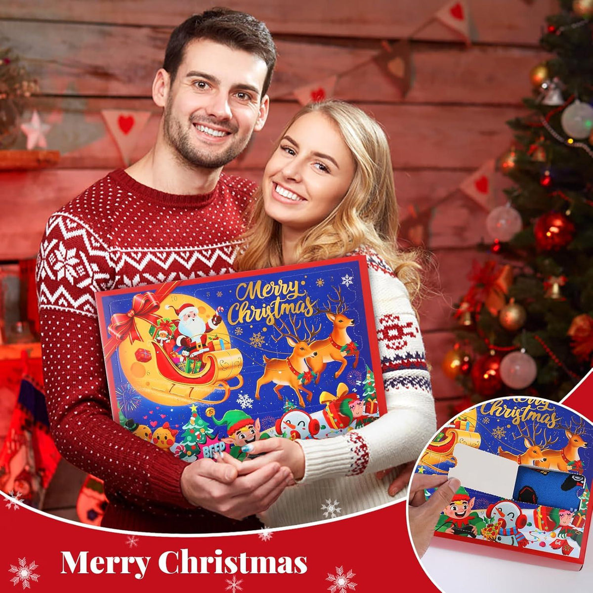 Weihnachtssocken Adventskalender 12 Paar Lustige Socken Partner BFF