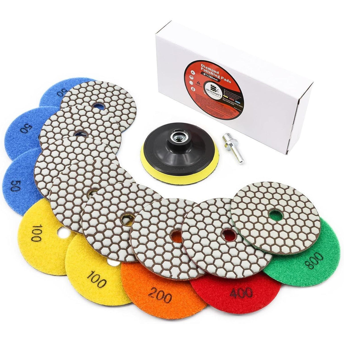Diamant Polierscheiben Set 100mm für Stein & Beton, Trockenpolieren