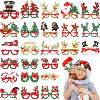 Weihnachtsbrillen Set 24 Stück festliche Partygläser für