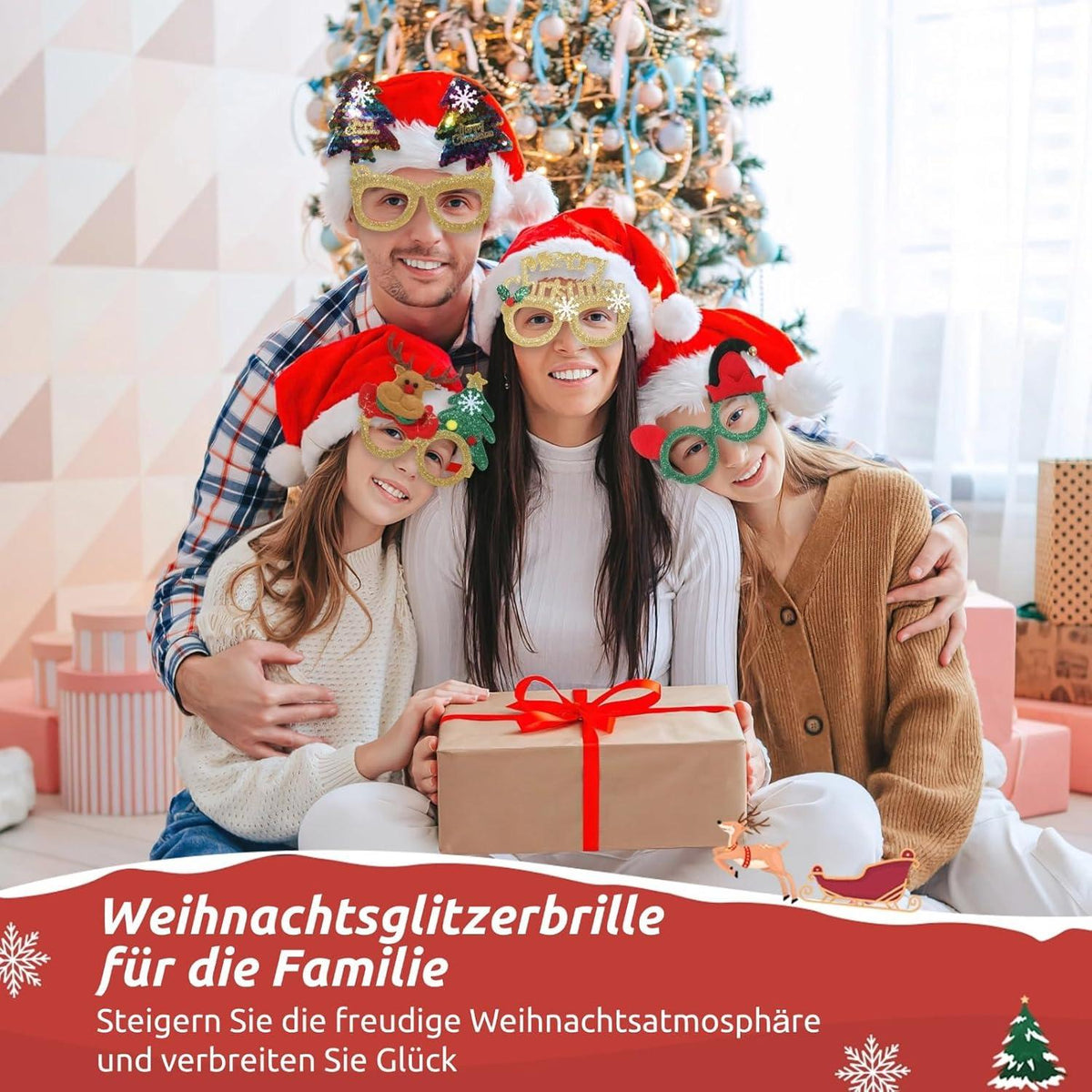 Weihnachtsbrillen Set 24 Stück Partybrillen festliche Fotobox