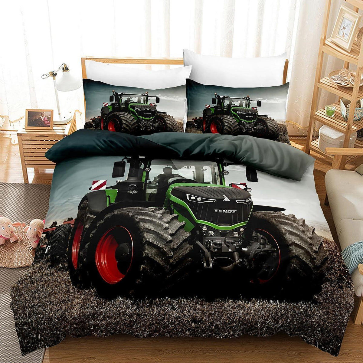 3D Traktor Bettwäsche 140x200 + Kissenbezug – Mikrofaser