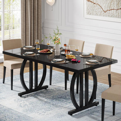Schwarzer Esstisch 160x80cm | Moderner Küchentisch für 4-6 Personen