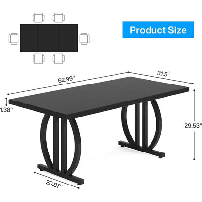 Schwarzer Esstisch 160x80cm | Moderner Küchentisch für 4-6 Personen