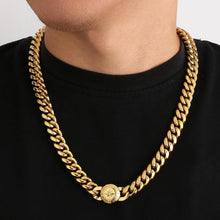 KRKC&CO 12mm Herren Panzerkette Löwe/Totenkopf 18K Gold
