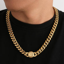 Herren Panzerkette 12mm, 18K Gold plattiert, Cuban Link