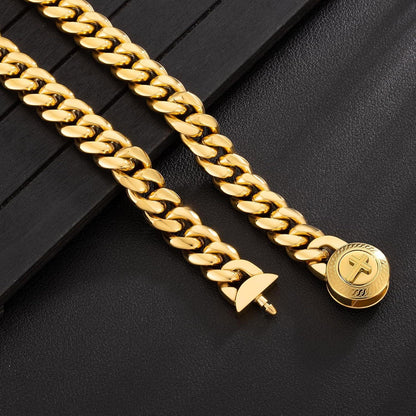 Herren Gold Panzerkette Löwe Totenkopf Verschluss 12mm