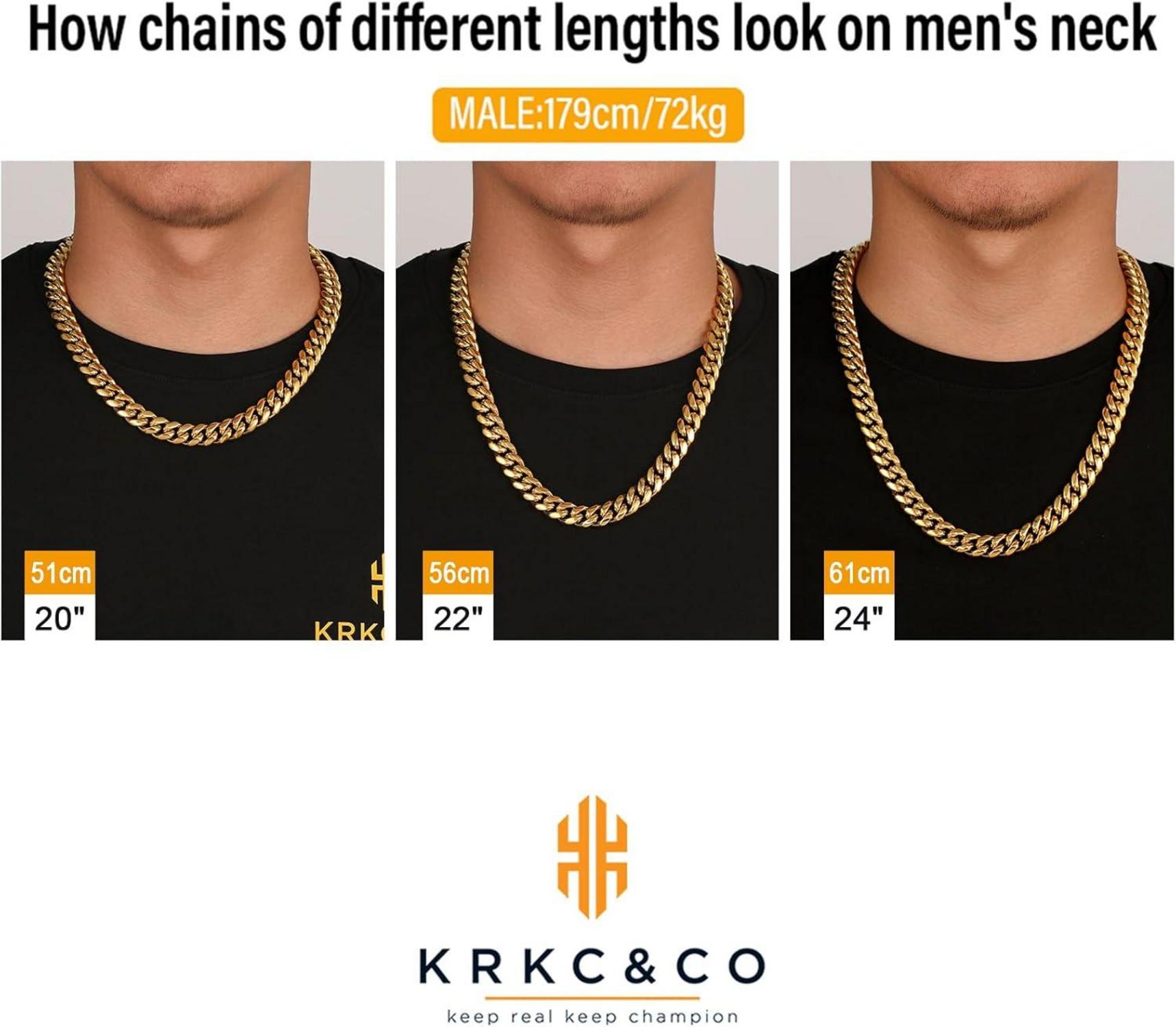 Herren Cuban Link Kette mit Löwe Kopf Verschluss, 18K Gold plattiert, 50cm