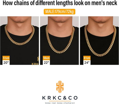 Herren Cuban Link Kette mit Löwe Kopf Verschluss, 18K Gold plattiert, 50cm