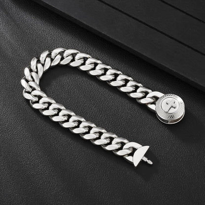 12mm Herren Armband mit Löwenkopf Verschluss, Gold beschichtet