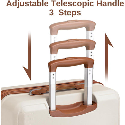4-teiliges Hartschalen Koffer Set mit TSA-Schloss, Weiß/Braun