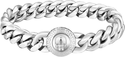 12mm Herren Armband mit Löwe & Totenkopf Verschluss 18K Gold