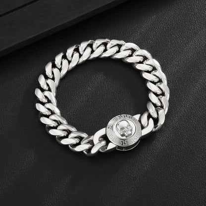 12mm Herren Armband mit Löwe & Totenkopf Verschluss 18K Gold