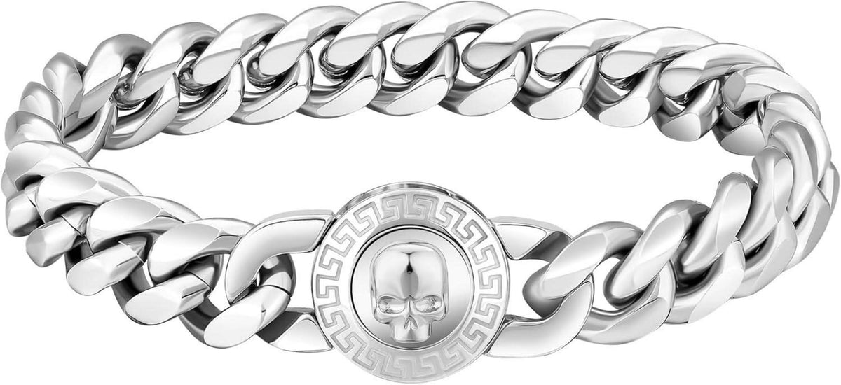 12mm Herren Armband mit Löwe Kopf Totenkopf Verschluss Gold