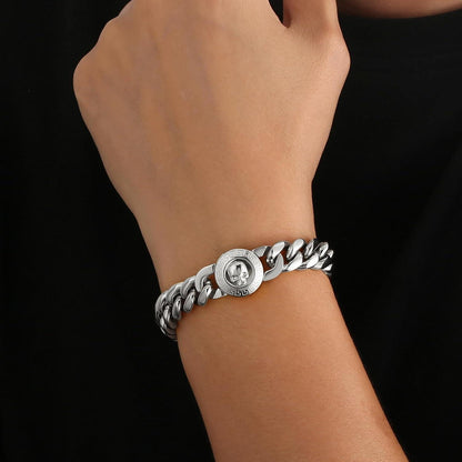 Herren Armband 12mm Löwe/Totenkopf 18K Gold beschichtet