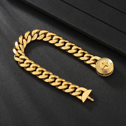 12mm Gold beschichtetes Herren Armband mit Löwenkopf Verschluss