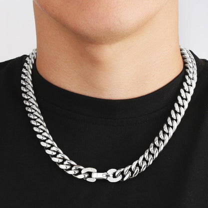 KRKC&CO Herren Panzerkette 12mm 18K Gold Cuban Link Chain