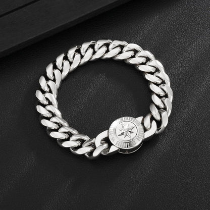 Herren Armband Löwe Totenkopf 18K Gold Panzer Cuban Hip Hop 21.6cm Silber
